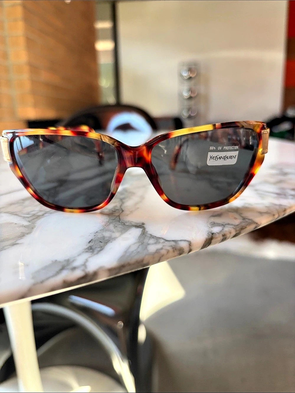 Yves Saint Laurent Tortoiseshell Sunglasses Brown & Gold
